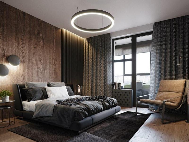 Приглушенное точечное освещение в спальне соответствует норме освещенности и способствует здоровому отдыху и сну.