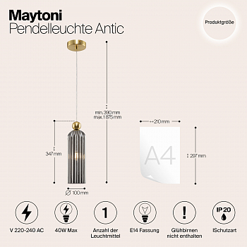 Светильник одинарный Maytoni MOD302PL-01GR