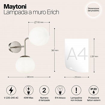 Бра на 2 лампы Maytoni MOD221-WL-02-N