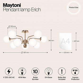 Светильник потолочная Maytoni MOD221PL-10G